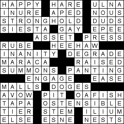 Solution for Crossword Puzzle of February 22, 2019