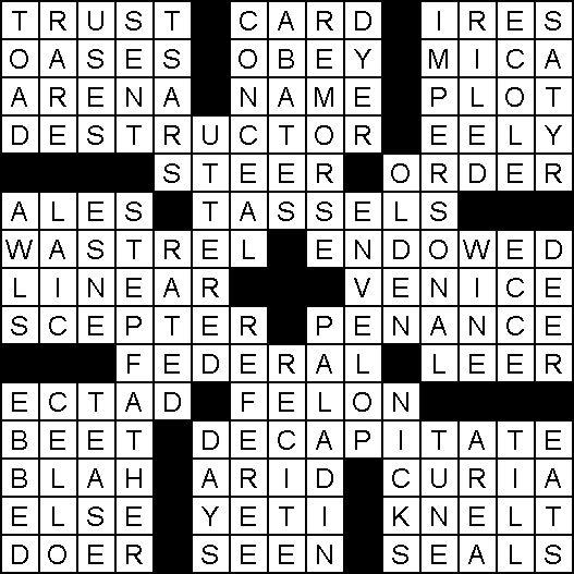 Solution for Crossword Puzzle of May 1, 2020